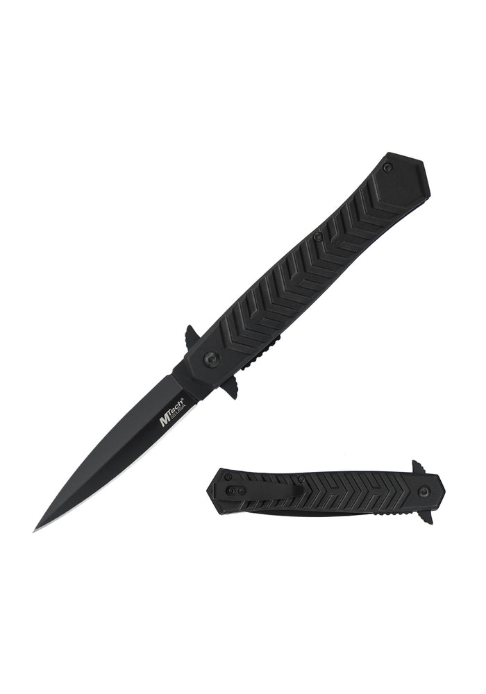 MTech Flipper Folding Knife, Assisted Opening, Stainless Black, Aluminum Black, MT-A2025BK