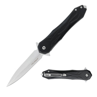 Tac Force Flipper Folding Knife, Assisted Opening, Stainless Satin, Aluminum Black, TF-2003BK