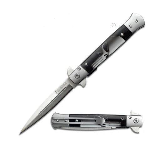 Tac Force TF-598P Aluminum Handle Skull Stiletto Spring Assisted Folder